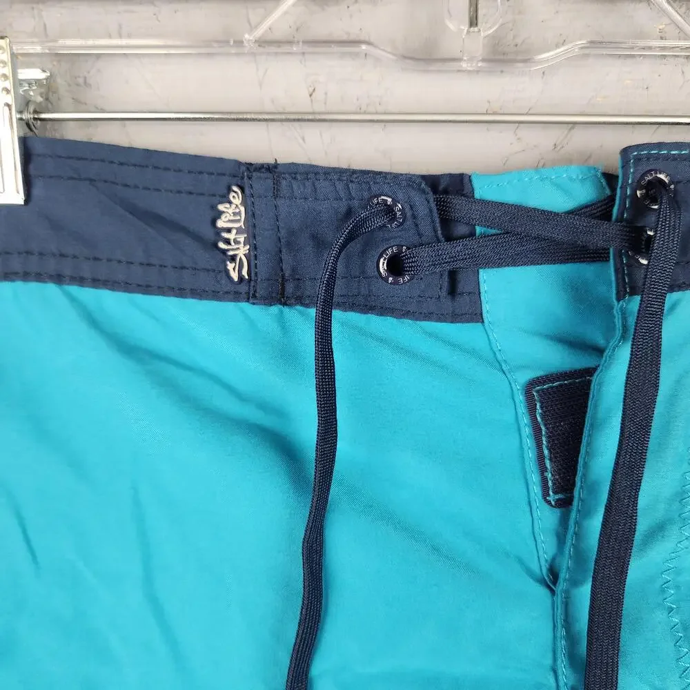 Salt Life Shorts Mens 2XL Blue SLX-QD Board Swim Trunks Cargo Pocket Fishing